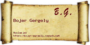 Bojer Gergely névjegykártya